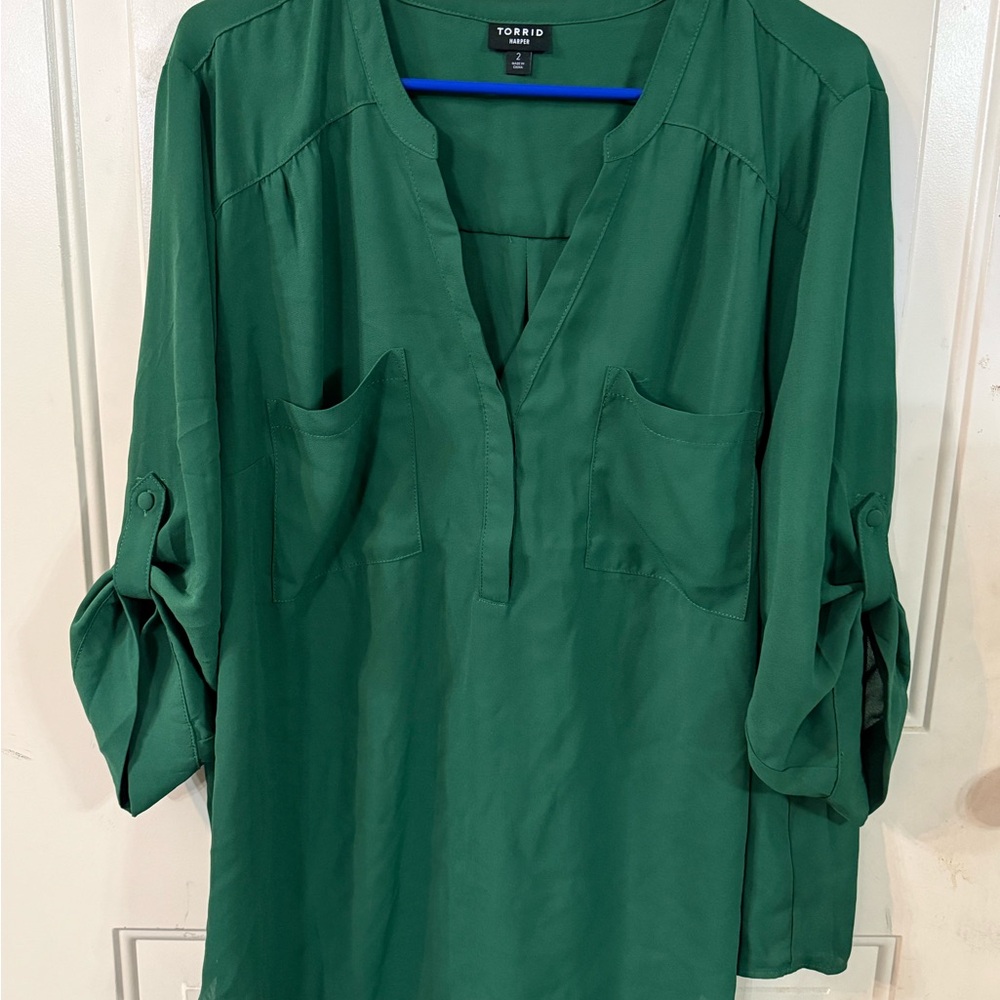 Torrid Green Harper Blouse 3/4 sleeve for Women